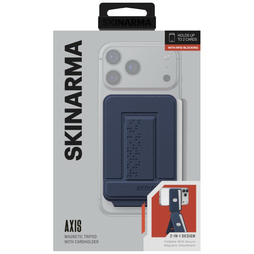 Dėklas „Wallet Skinarma Axis“ magnetinis sulankstomas trikojis, tamsiai mėlynas aprašymas - Prekės nuotrauka