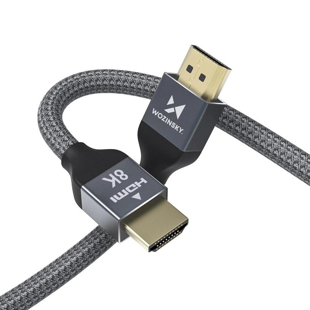 Wozinsky HDMI 2.1 laidas 8K 60 Hz 48 Gbps / 4K 120 Hz / 2K 144 Hz 2 m sidabrinis (WHDMI-20) aprašymas - Prekės nuotrauka