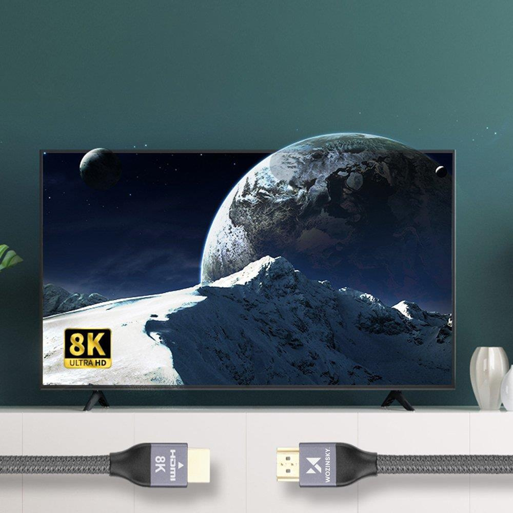 Wozinsky HDMI 2.1 laidas 8K 60 Hz 48 Gbps / 4K 120 Hz / 2K 144 Hz 2 m sidabrinis (WHDMI-20) aprašymas - Prekės nuotrauka