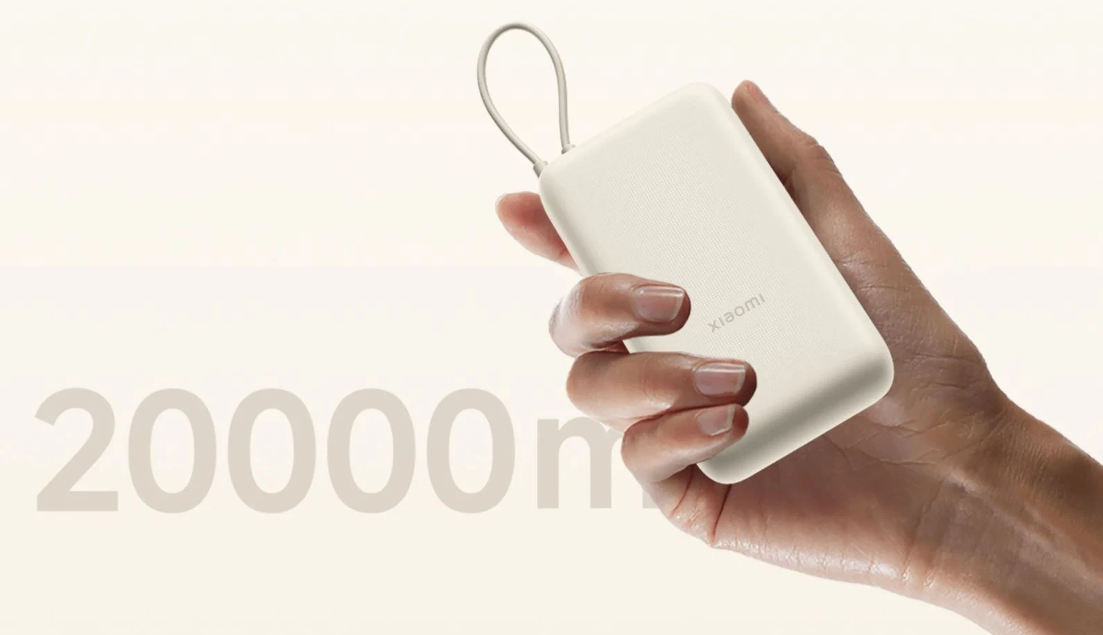 „Xiaomi 33W Power Bank“ (integruotas laidas) | 20000 mAh | USB-C/USB-C laidas/USB-A | Tan aprašymas - Prekės nuotrauka