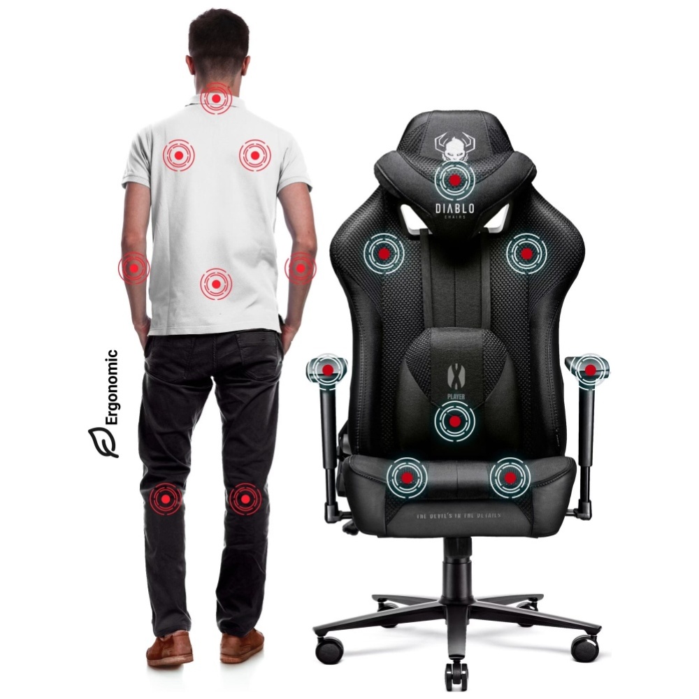 Žaidimų kėdė Diablo Chairs X-Player 2.0 King Size juodos spalvos aprašymas - Prekės nuotrauka