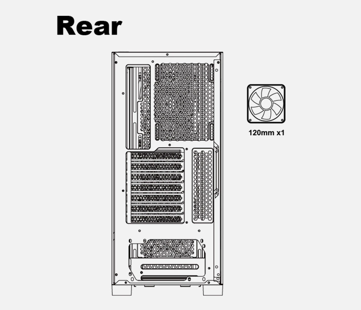 Žaidimų kompiuterio korpusas AZZA Eclipse 440, su 1xARGB Fan, side window made of tempered glass, Without PSU (bottom), CSAZ-440 aprašymas - Prekės nuotrauka