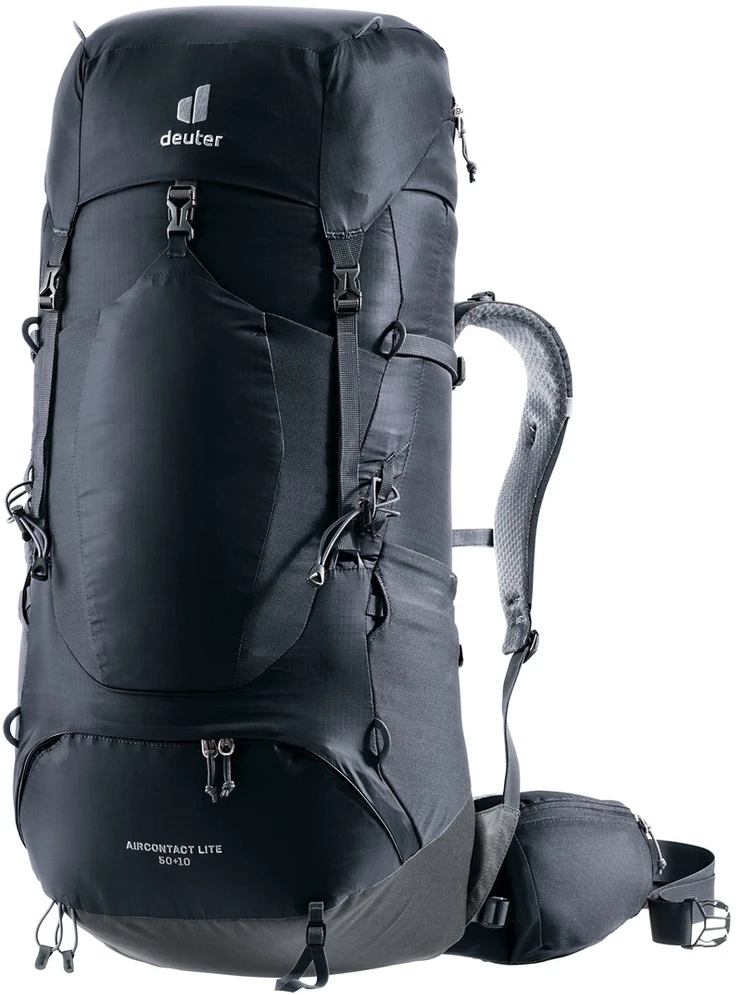 Kuprinė Deuter Aircontact Lite 50 + 10 - Juoda/grafito (juodas/graphene),