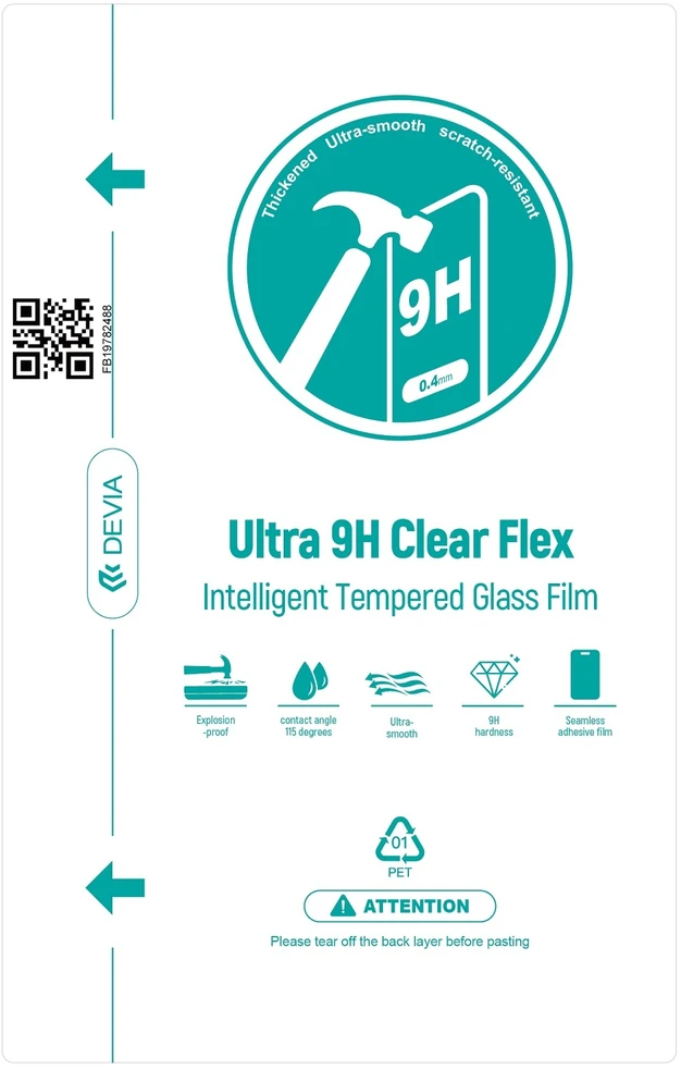 Devia apsauginės plėvelės rinkinys Intelligent Ultra 9H Flex grūdintas stiklas pjaustymo staklėms (0.4mm) 20vnt.