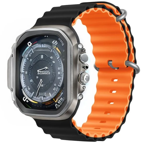 Devia dirželis Deluxe Sport6, skirtas Watch 38mm/ 40mm/ 41mm/ 42mm, juodas/oranžinis