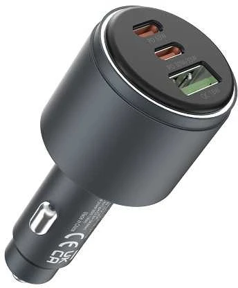 Devia automobilinis įkroviklis Extreme Metal PD QC 116W 1x USB 2x USB-C juodas
