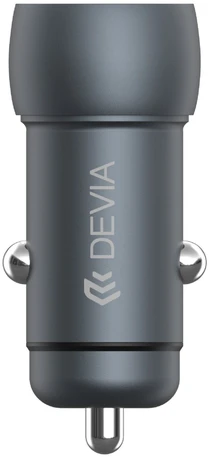 Devia automobilinis įkroviklis Extreme PD QC 3.0 30W + 18W 1x USB 1x USB-C tamsiai pilkas