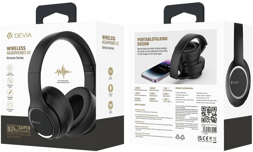 Devia Bluetooth ausinės Kintone juodos