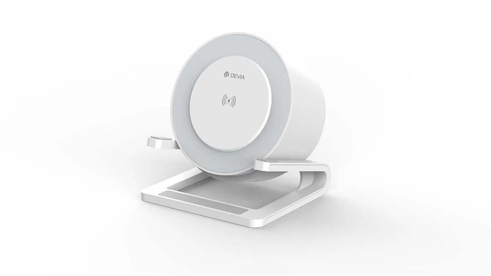 Devia „Bluetooth“ garsiakalbis IM-3 su 15W belaidžiu įkrovikliu ir baltu apšvietimu