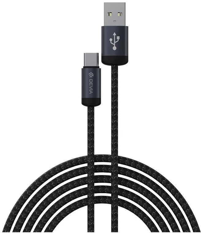 Devia laidas Gracious EC649 USB – USB-C 1,0 m 2A juodas