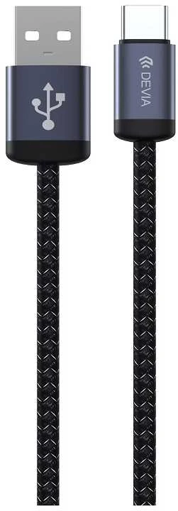 Devia laidas Gracious EC649 USB – USB-C 1,0 m 2A juodas