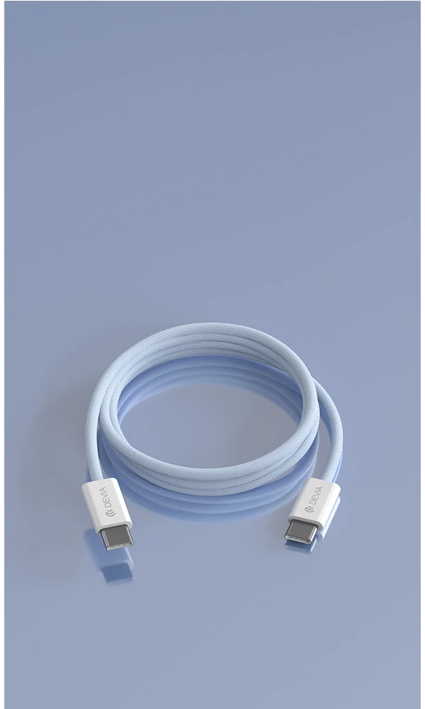 Devia laidas Smart EC325 PD USB-C – USB-C 1,0 m 60W 3A mėlynas