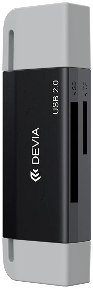 Atminties kortelė Devia kortelių skaitytuvas 2in1 EL239 USB/USB-C 2.0 juodas