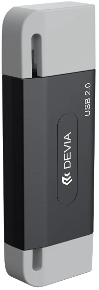 Atminties kortelė Devia kortelių skaitytuvas 2in1 EL239 USB/USB-C 2.0 juodas
