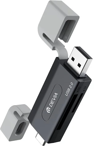 Atminties kortelė Devia kortelių skaitytuvas 2in1 EL239 USB/USB-C 2.0 juodas