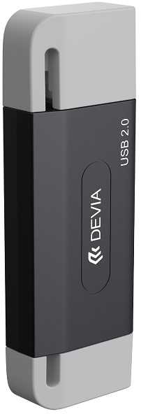 Devia kortelių skaitytuvas 2in1 EL239 USB/USB-C 2.0 juodos spalvos