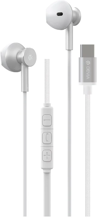 Devia laidinės ausinės Smart M2 Digital Metal USB-C sidabrinės