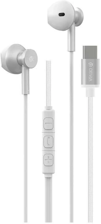 Devia laidinės ausinės Smart M2 Digital Metal USB-C sidabro spalvos
