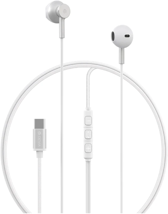 Devia laidinės ausinės Smart M2 Digital Metal USB-C sidabrinės