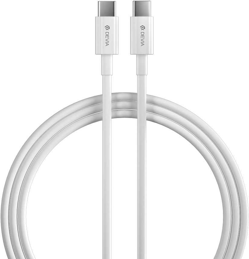 Devia laidinis įkroviklis Extreme PD GaN 65W 2x USB-C 1x USB baltos spalvos + kabeliu USB-C - USB-C laptop charger