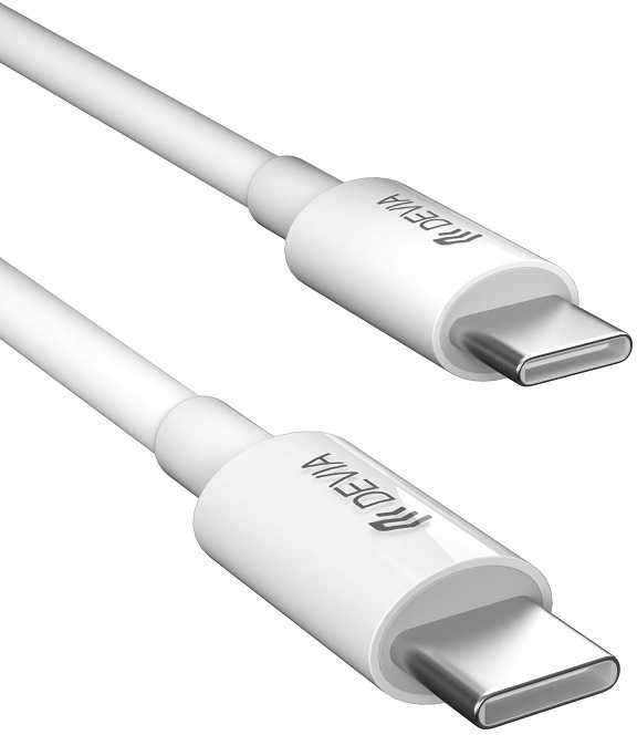 Devia laidinis įkroviklis Extreme PD GaN 65W 2x USB-C 1x USB baltos spalvos + kabeliu USB-C - USB-C laptop charger