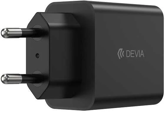 Devia laidinis įkroviklis Rocket PD 45W 1x USB-C juodos spalvos+ kabelis USB-C - USB-C