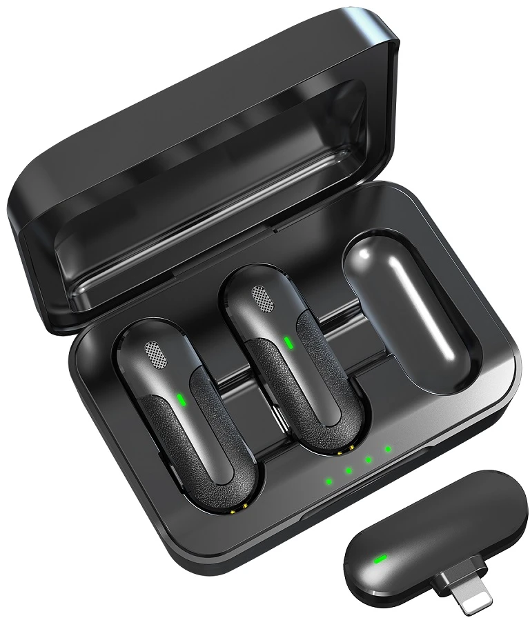Devia mikrofonas išmaniesiems telefonams Kintone Lightning belaidis 2in1 juodas