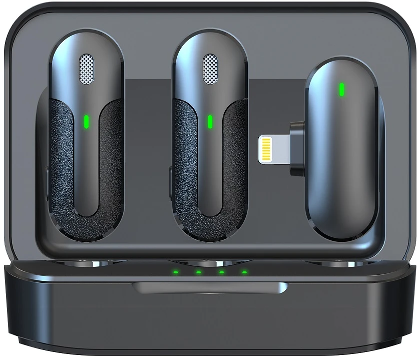 Devia mikrofonas išmaniesiems telefonams Kintone Lightning belaidis 2in1 juodas