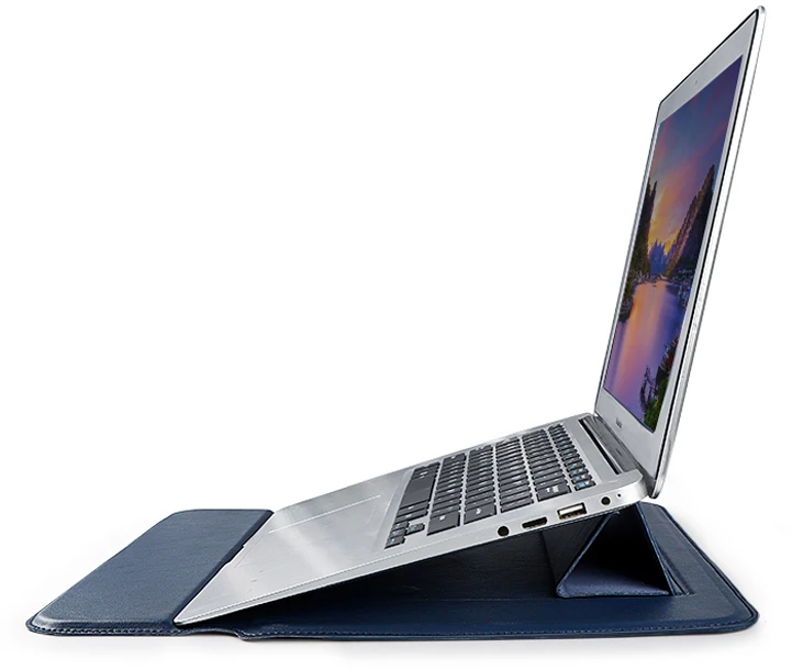 Devia nešiojamojo kompiuterio krepšys / MacBook dėklas Ultra-Thin 15,4” vandeniui atsparios PU odos mėlynas