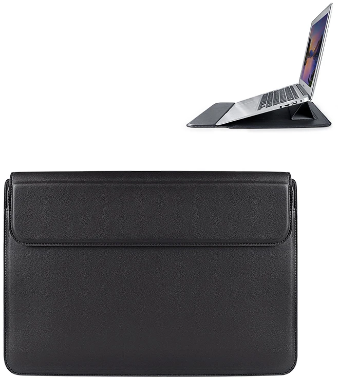 Devia nešiojamojo kompiuterio krepšys / MacBook dėklas Ultra-Thin 15,4” vandeniui atsparios PU odos, juodas