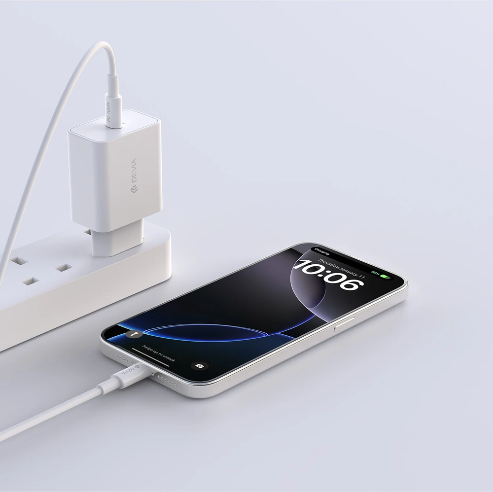 Devia sieninis įkroviklis Rocket PD 45W 1x USB-C baltas