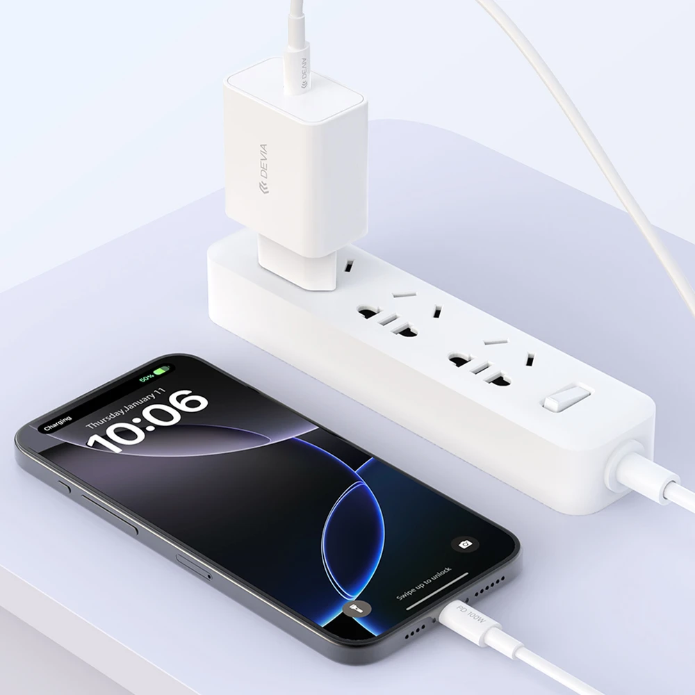 Devia sieninis įkroviklis Rocket PD 45W 1x USB-C baltas