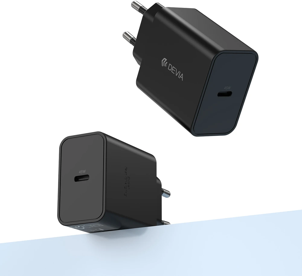 Devia sieninis įkroviklis Rocket PD 45W 1x USB-C juodas
