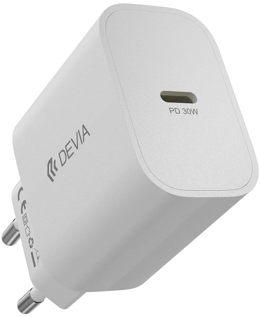 Devia sieninis įkroviklis Smart PD GaN 30W 1x USB-C baltas