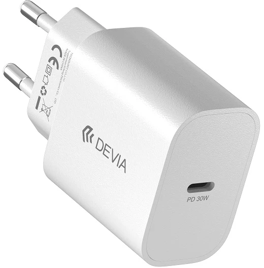 Devia sieninis įkroviklis Smart PD GaN 30W 1x USB-C baltas