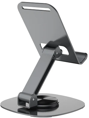 Devia sulankstomas telefono ir planšetės stovas EL243, besisukantis 360°, pilkas, metalinis