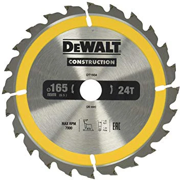 DEWALT PIŁA TARCZ.165x20mmx24z