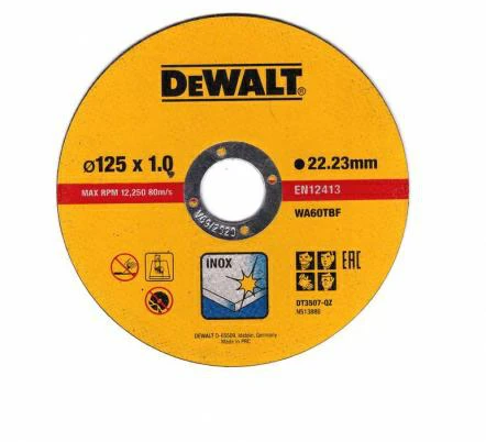 DeWalt plonas greito pjovimo nerūdijančio plieno diskas 125X1X22,23 mm - 10 vnt. DT43972-QZ