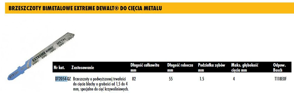 Grąžtas Pjūkleliai siaurapjūkliui DeWalt T118EOF; 5 vnt.