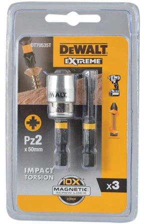 DEWALT POVEIKIO PATARIMAS. PZ2 2vnt.. + KREČIAUS POVEIKIO TORSIJOS MAGNETINIS LAIKIKLIS