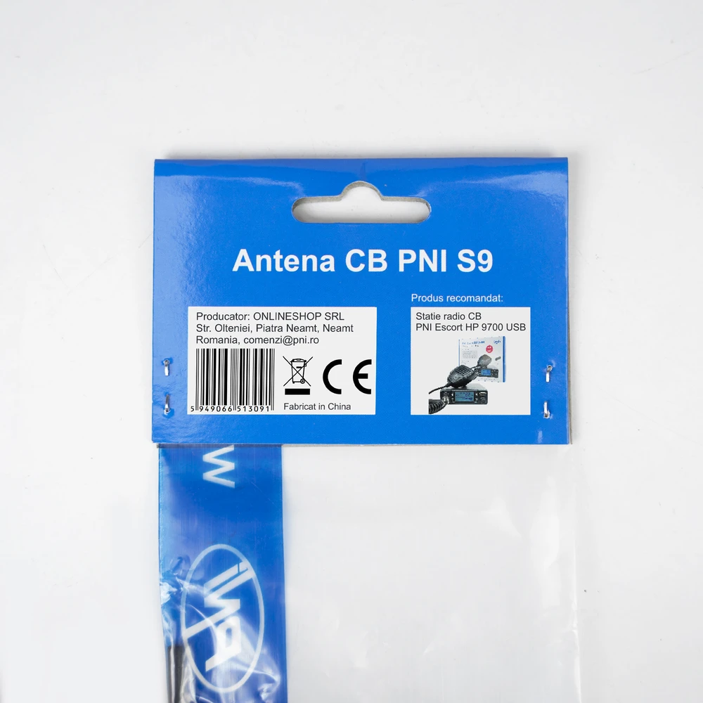 Dėžutė 20 vienetų CB PNI S9 antenų su drugelio tipo laikikliu, strypo ilgis 120 cm, be kabelio, 600W, 26-28MHz
