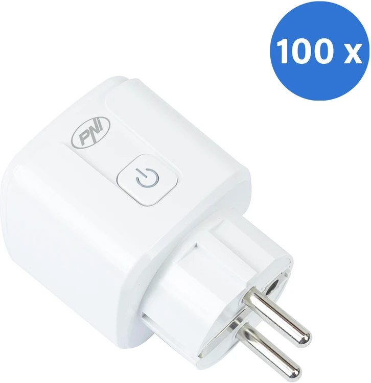 Dėžutė su 100 vienetų išmaniųjų kištukinių lizdų PNI SmartHome WP800 WiFi internetinis valdymas, „Tuya Smart App“, suderinamas su „Amazon Alexa“ ir „Google Home“, matuoja energijos suvartojimą