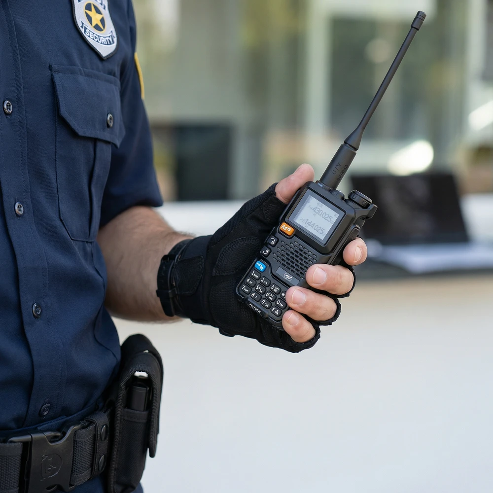 Dėžutė su 20 vienetų nešiojamų VHF/UHF radijo stotelių PNI P18UV, dviejų dažnių, 144-146MHz ir 430-440MHz, 200 kanalų, VOX, nuskaitymas, FM radijas, Li-Ion 2200 mAh