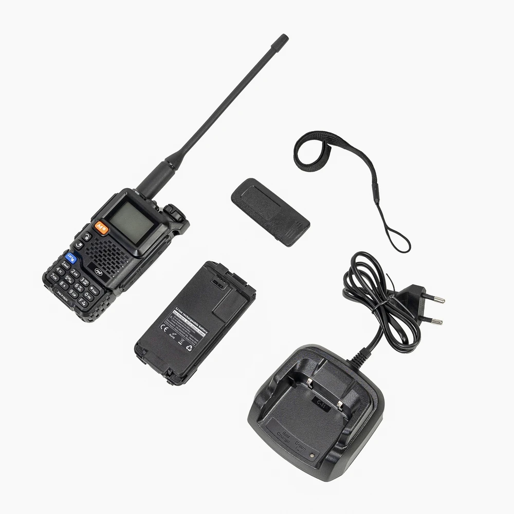 Dėžutė su 20 vienetų nešiojamų VHF/UHF radijo stotelių PNI P18UV, dviejų dažnių, 144-146MHz ir 430-440MHz, 200 kanalų, VOX, nuskaitymas, FM radijas, Li-Ion 2200 mAh