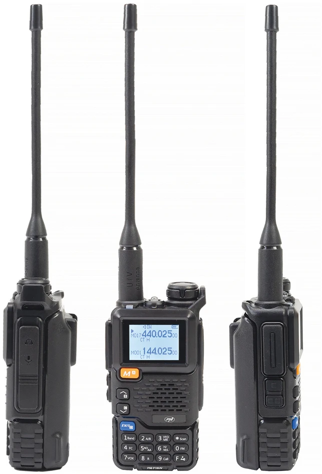 Dėžutė su 20 vienetų nešiojamų VHF/UHF radijo stotelių PNI P18UV, dviejų dažnių, 144-146MHz ir 430-440MHz, 200 kanalų, VOX, nuskaitymas, FM radijas, Li-Ion 2200 mAh