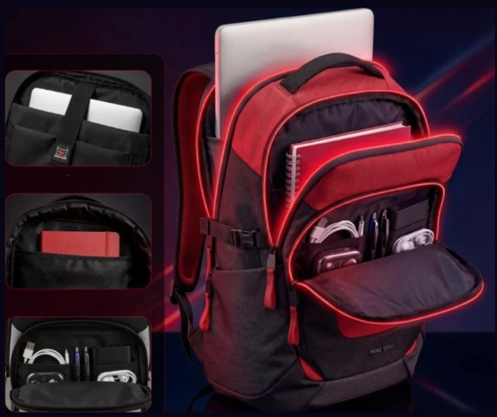 Diablo Chairs daugiafunkcinė kompiuterio kuprinė Prime juodos ir raudonos spalvos