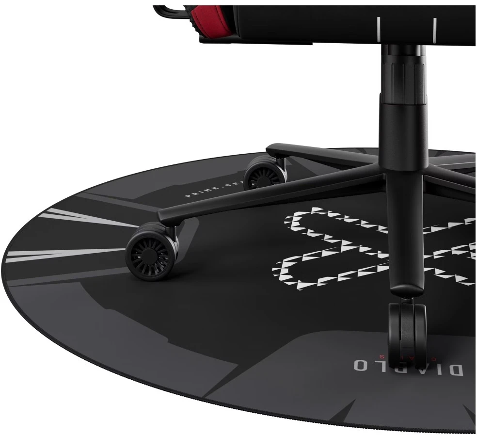 Diablo Chairs neslystantis žaidimų kėdės kilimėlis, juodos ir baltos spalvos
