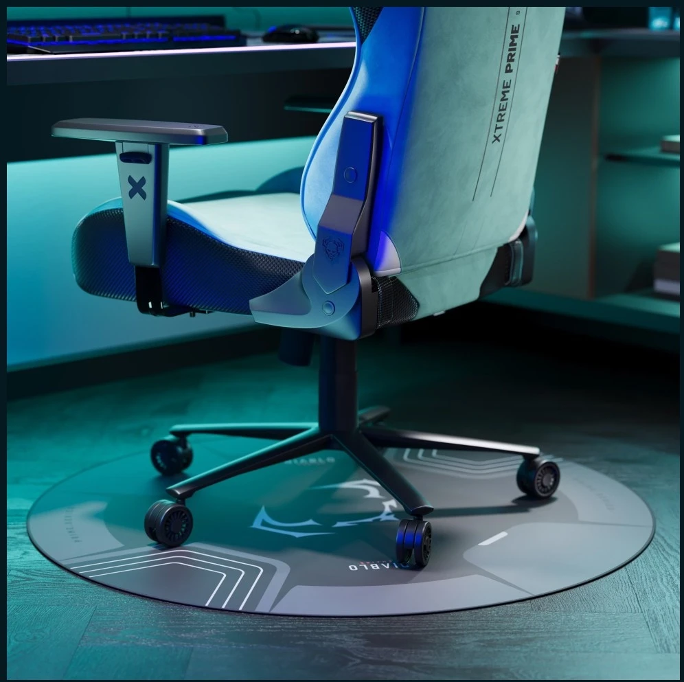 Diablo Chairs neslystantis žaidimų kėdės kilimėlis juodos ir pilkos spalvos