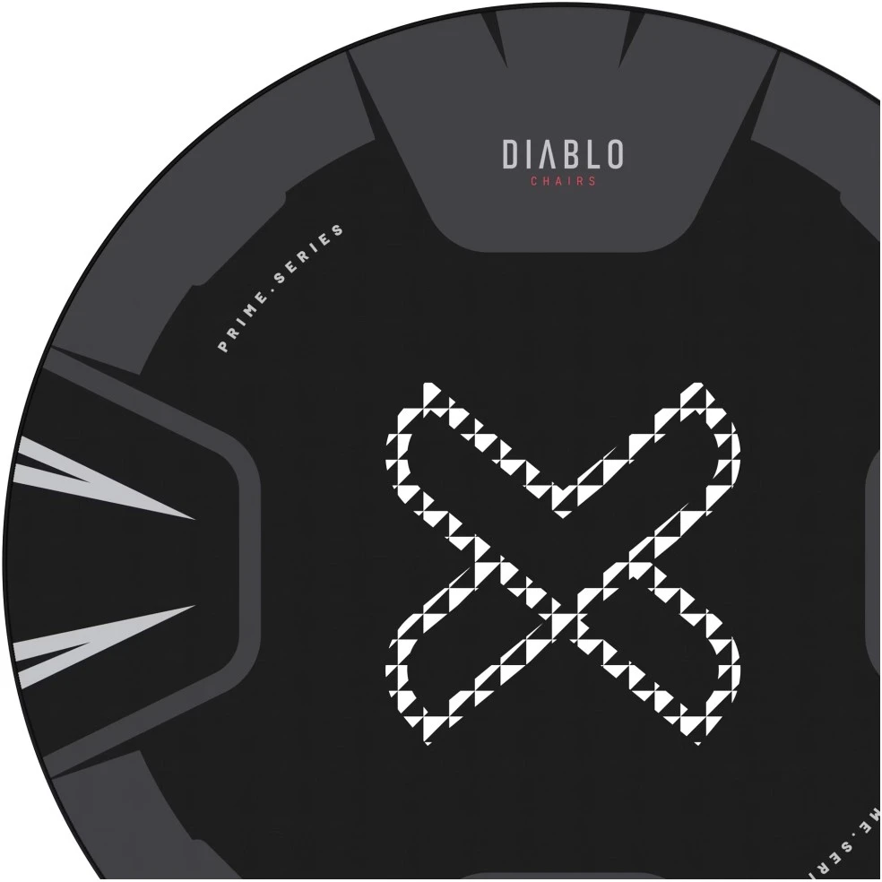 Diablo Chairs neslystantis žaidimų kėdės kilimėlis, juodos ir baltos spalvos