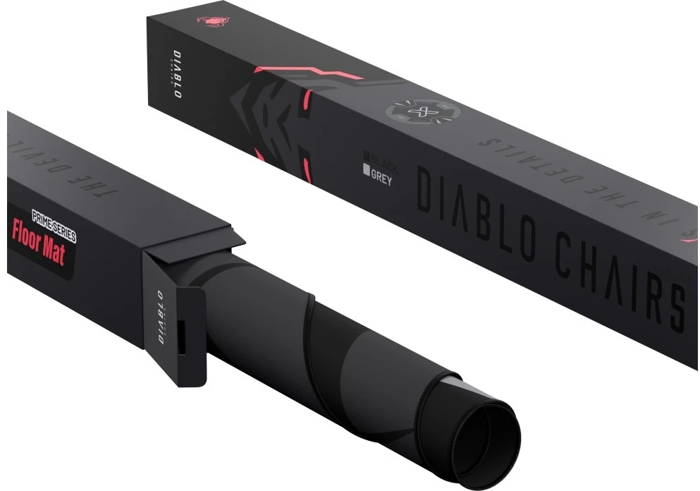 Diablo Chairs neslystantis žaidimų kėdės kilimėlis, juodos ir baltos spalvos